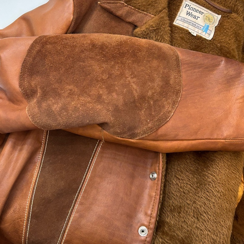 PIONEER Vintage Mens Two Tone Brown Leather Jacket-42 - Picture 9 of 11